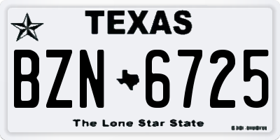 TX license plate BZN6725