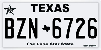 TX license plate BZN6726