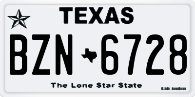 TX license plate BZN6728