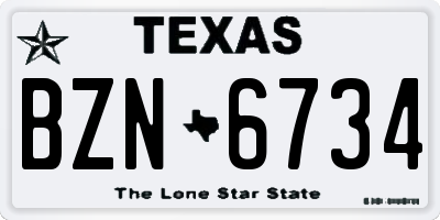 TX license plate BZN6734