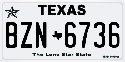 TX license plate BZN6736