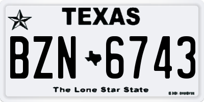 TX license plate BZN6743