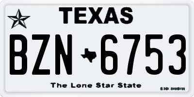 TX license plate BZN6753