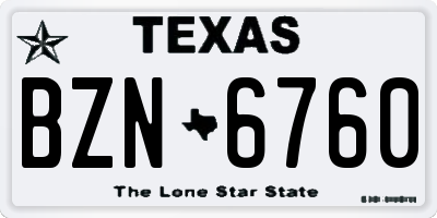 TX license plate BZN6760