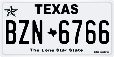 TX license plate BZN6766