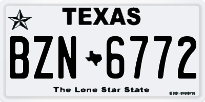 TX license plate BZN6772