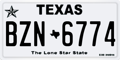 TX license plate BZN6774