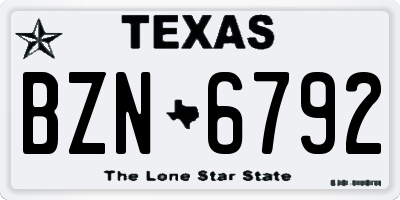 TX license plate BZN6792
