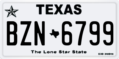 TX license plate BZN6799