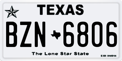 TX license plate BZN6806
