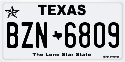 TX license plate BZN6809