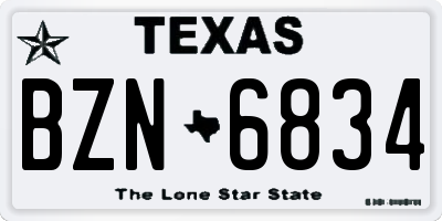 TX license plate BZN6834