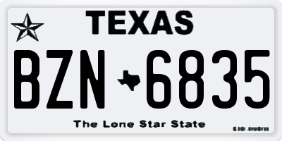 TX license plate BZN6835