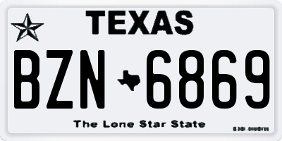TX license plate BZN6869
