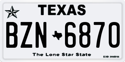 TX license plate BZN6870