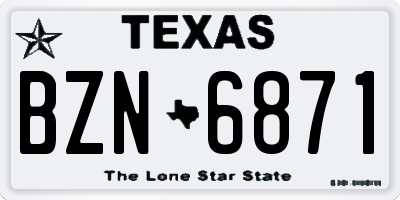 TX license plate BZN6871