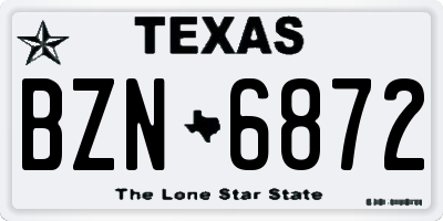 TX license plate BZN6872