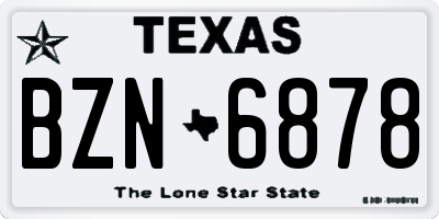 TX license plate BZN6878