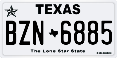 TX license plate BZN6885