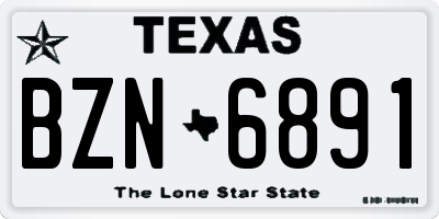 TX license plate BZN6891