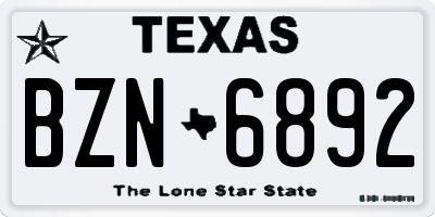 TX license plate BZN6892