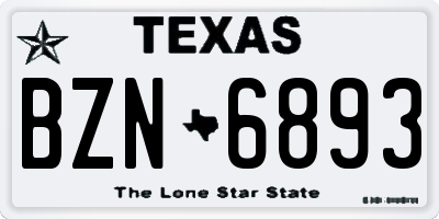 TX license plate BZN6893