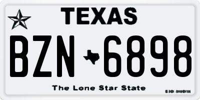 TX license plate BZN6898