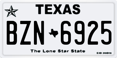 TX license plate BZN6925