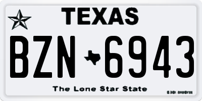 TX license plate BZN6943