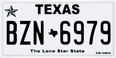 TX license plate BZN6979