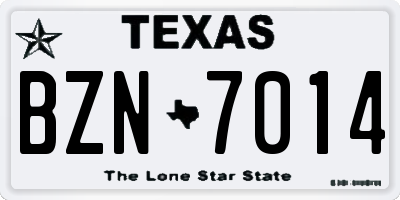 TX license plate BZN7014