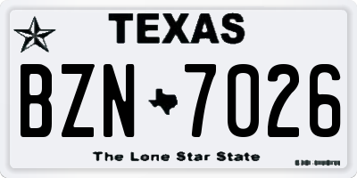 TX license plate BZN7026