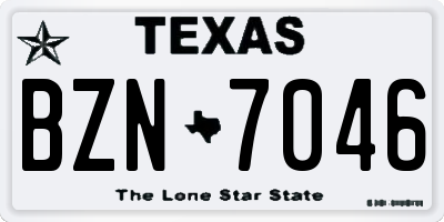 TX license plate BZN7046