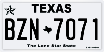 TX license plate BZN7071