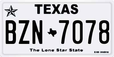 TX license plate BZN7078