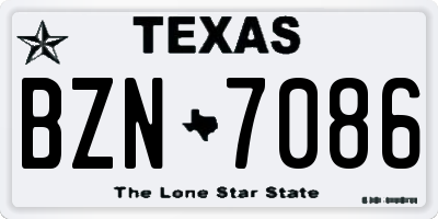 TX license plate BZN7086