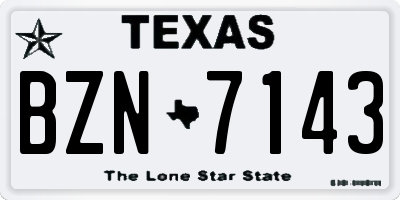 TX license plate BZN7143
