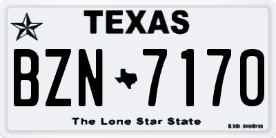 TX license plate BZN7170