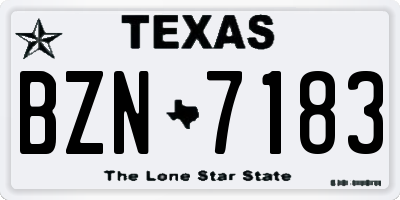 TX license plate BZN7183