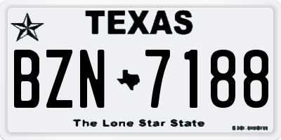 TX license plate BZN7188