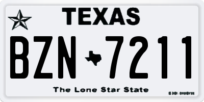 TX license plate BZN7211