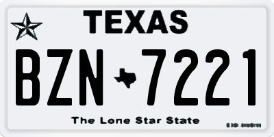 TX license plate BZN7221