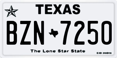 TX license plate BZN7250