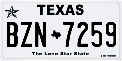 TX license plate BZN7259