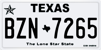 TX license plate BZN7265