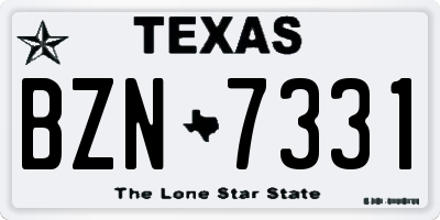 TX license plate BZN7331