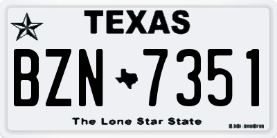 TX license plate BZN7351