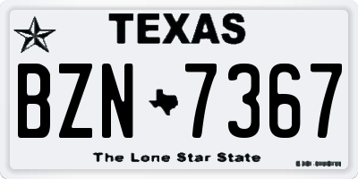 TX license plate BZN7367