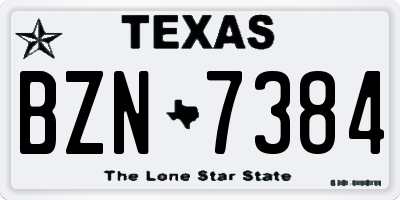 TX license plate BZN7384