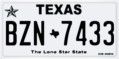 TX license plate BZN7433